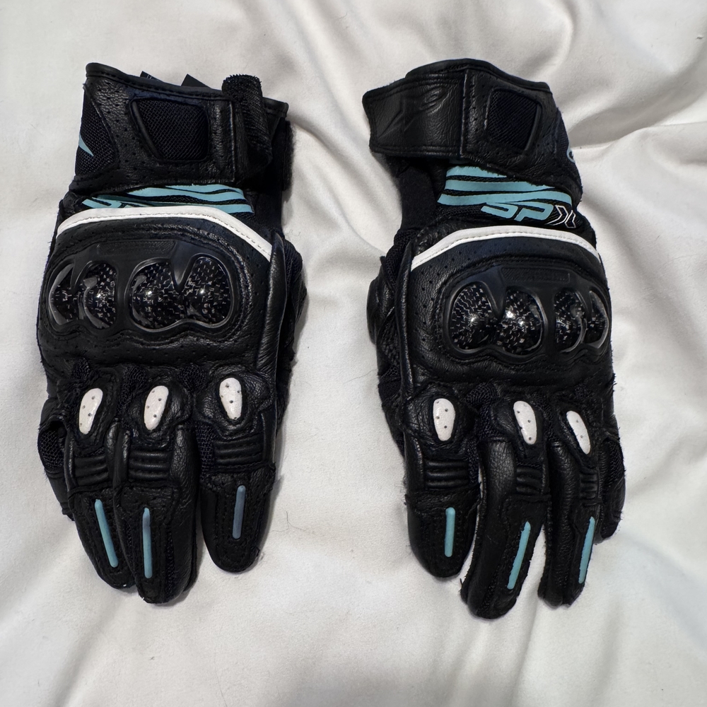 Black and Blue Motorcycle Gloves